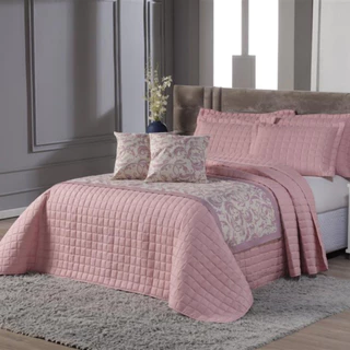 Kit Cobre Leito com Peseira e Capa de Almofada Decoração Quarto 6 Peças.