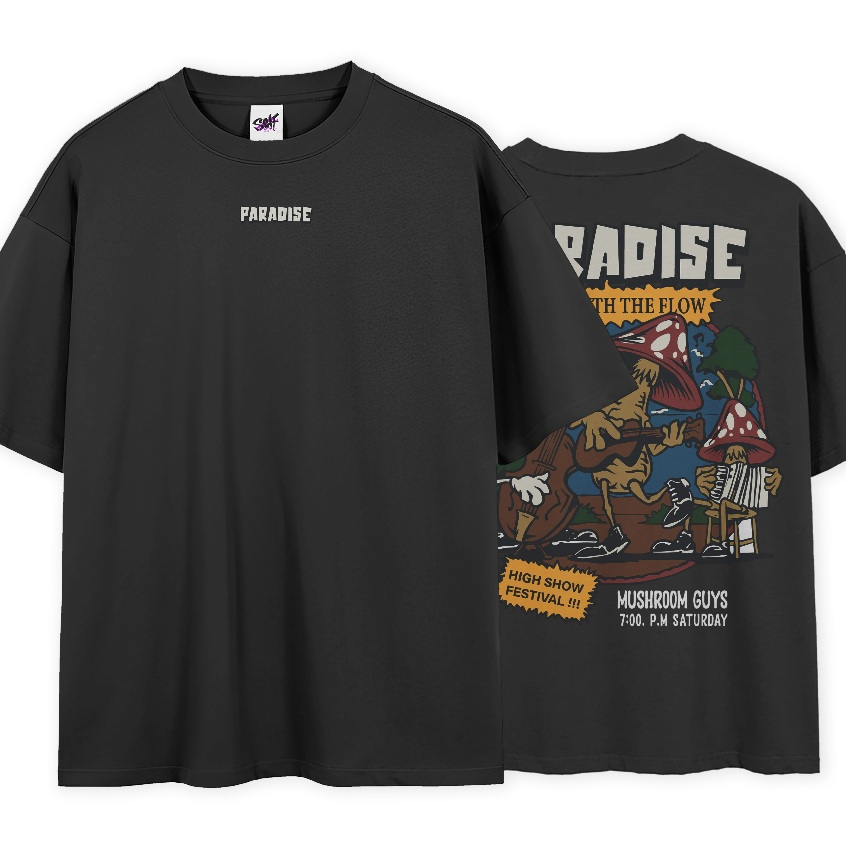 Camiseta Oversized Paradise Go With The Flow Festival