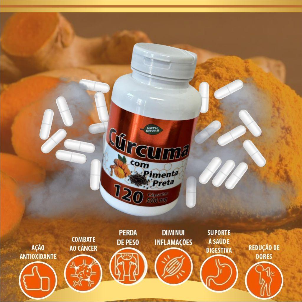 Cúrcuma + 🌶️Pimenta Preta🔥 120 cápsulas 500 mg
