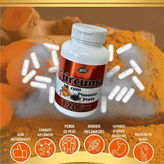Cúrcuma + 🌶️Pimenta Preta🔥 120 cápsulas 500 mg