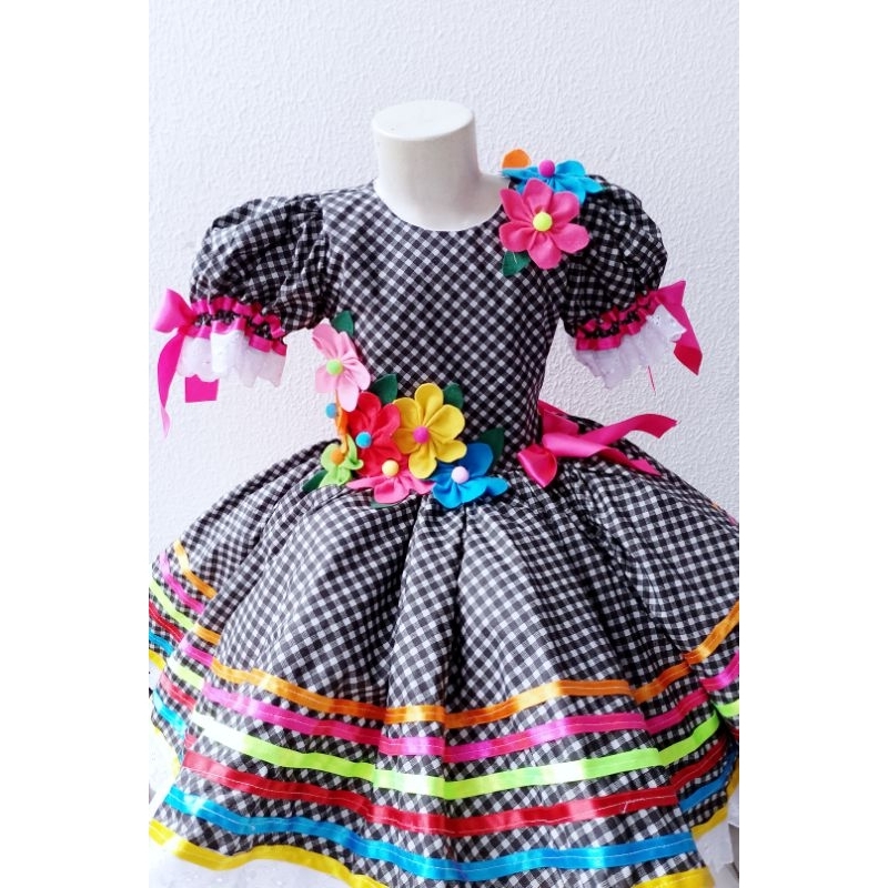 Vestido Caipira Junino Mariazinha Preto Festa junina Festa Caipira