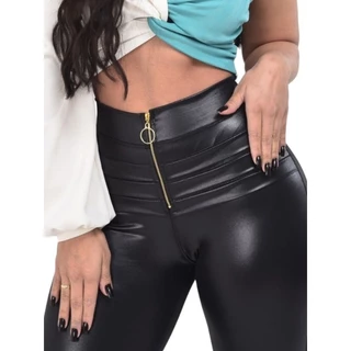 Calça diva cirre pawer couro fake