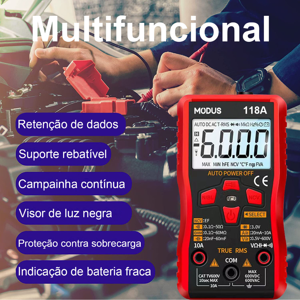 MODUS Multímetro digital inteligente, voltímetro, medidor de ...