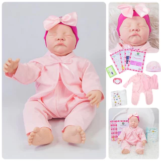 Boneca Bebê Reborn Realista Silicone Pode dar Banho Livia De Olho Fechado