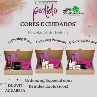 Kit de Beleza Cores e Cuidados Unboxing Basic Pinceladas de Beleza Kit Tintura Tratamento Capilar