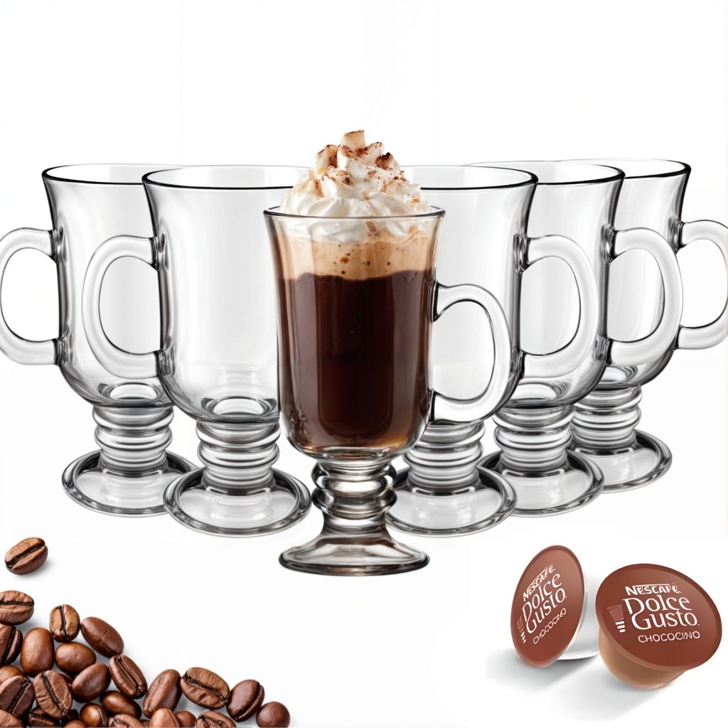 Jogo 6 Canecas Xícara Nespresso Dolce Gusto Vidro Café Irish