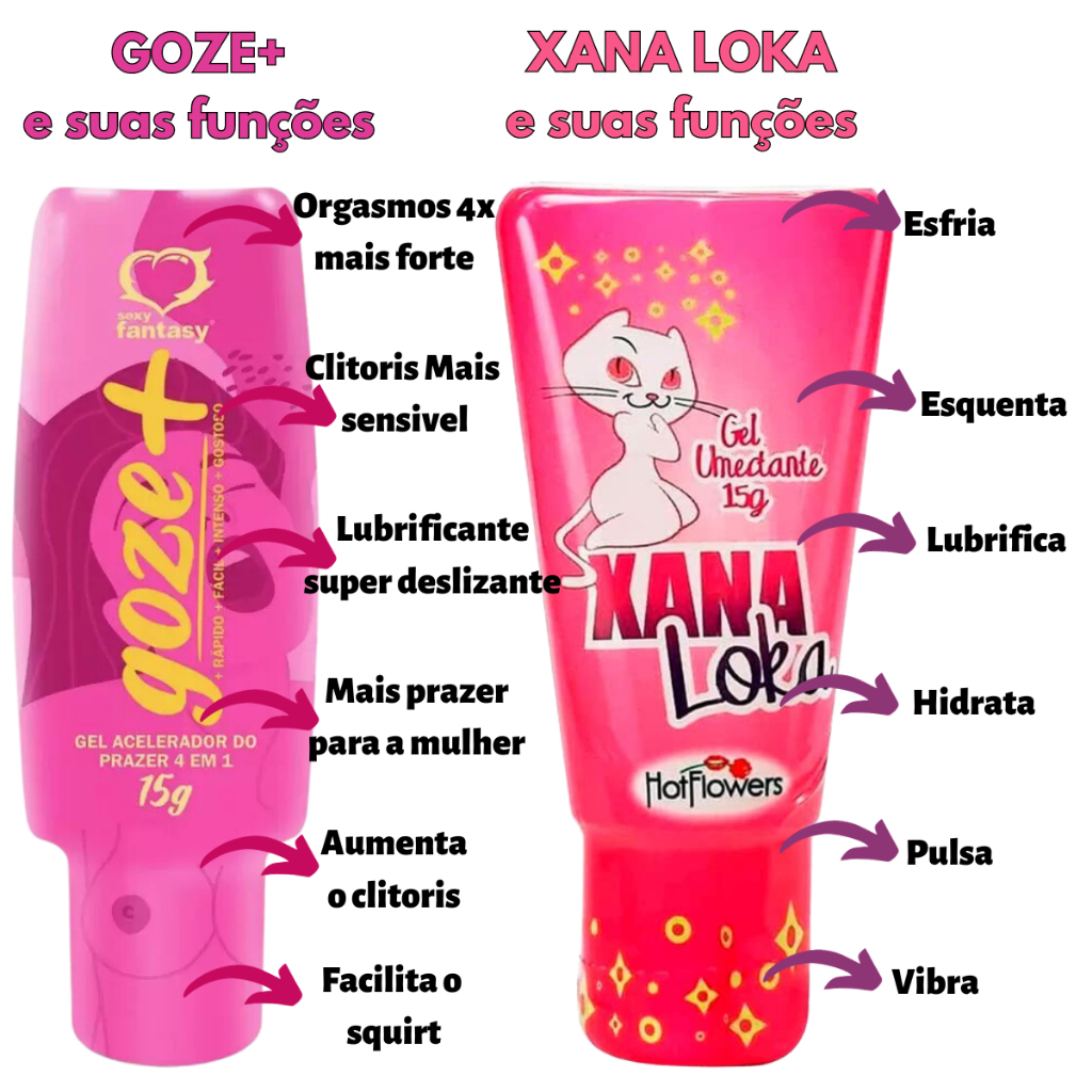 Acelerador de Prazer Feminino Goze Mais 4 em 1 15g+ XANA LOKA | Sex Shop Produtos Adultos