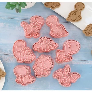 KIT C/8 Cortador Marcador de Massas Dinossauro Molde Biscuit Pasta Americana - C6041-18