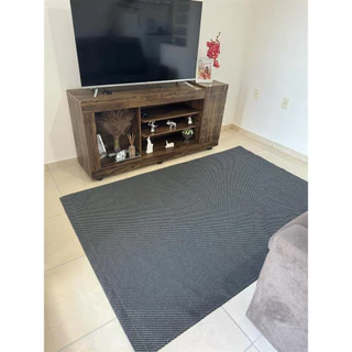Tapete Estilo Sisal Tapete Geometrico 200x132 Havana PretoPara Quarto e Sala