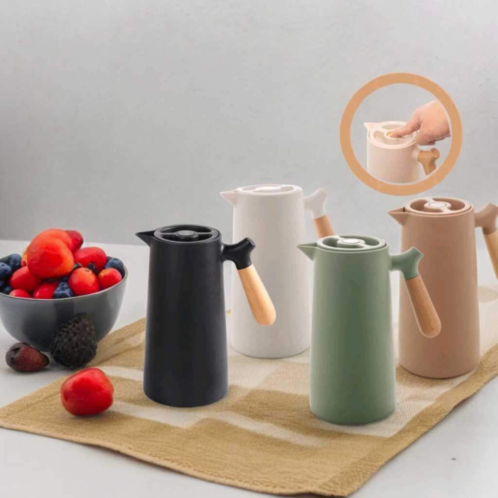 Garrafa Térmica 1L Café Chá Nórdica Cabo Madeira novas cores