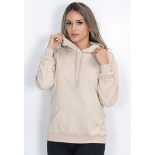 Moletom Flanelado Blusa De Frio Com Bolsos E Touca Capuz Liso Basico