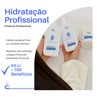 Kit Profissional Hidratação Nutrição, Todos Os Tipos, Salão 3 Produtos Shampoo Condicionador Mascara
