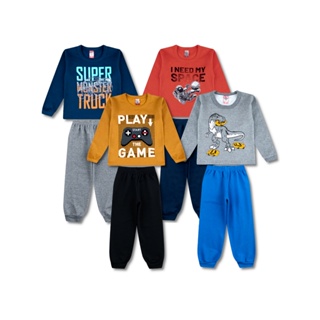 4 Conjuntos Moletom Infantil Masculino Roupa Menino Inverno 8 Peças - 4 Blusas e 4 Calças