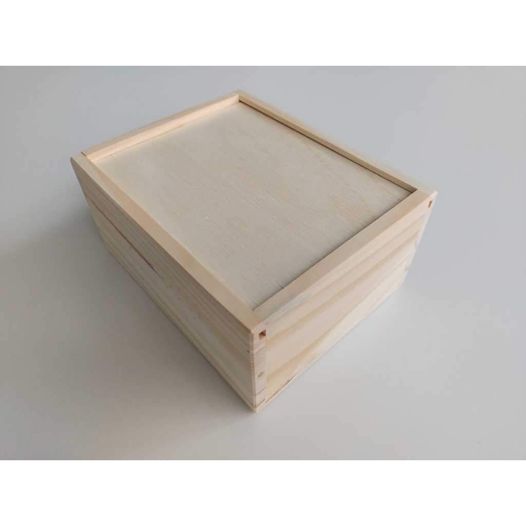caixa estojo pinus com tampa e fundo de compensado de pinus de 4 mm 20x16x9