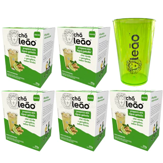 Kit 5 Chá Verde Gengibre 10 Sachês + Copo