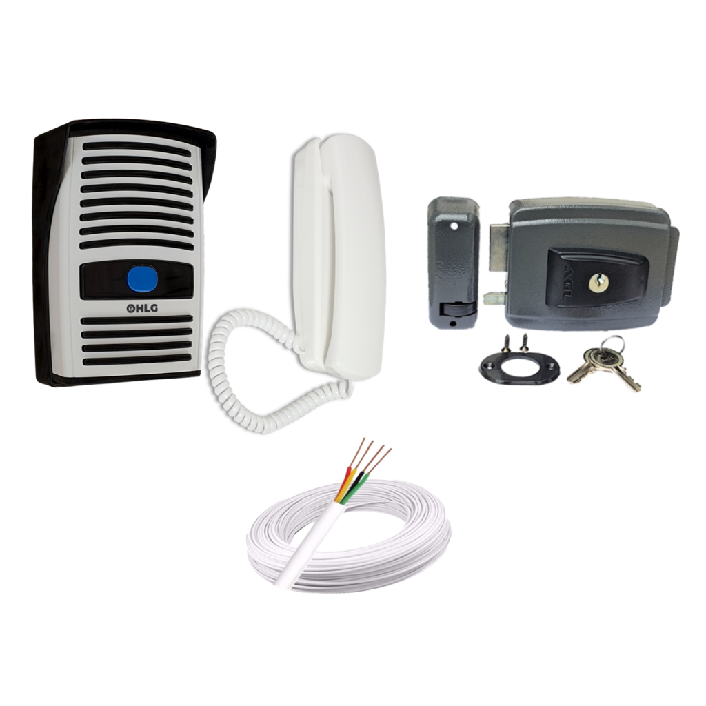 Kit Interfone Residencial Porteiro Eletrônico + 1 Fechadura 12V AGL ...