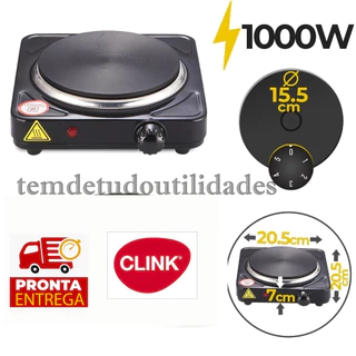Fogareiro Fogão Elétrico 1000 Watts Cooktop de Mesa 1 Boca 1000 Watts Qualquer Panela