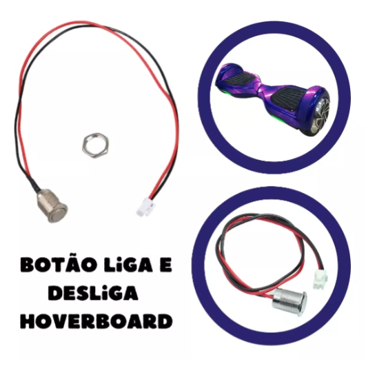 Cabo Conector 3 Pinos - Botão Liga e Desliga Skate Hoverboard