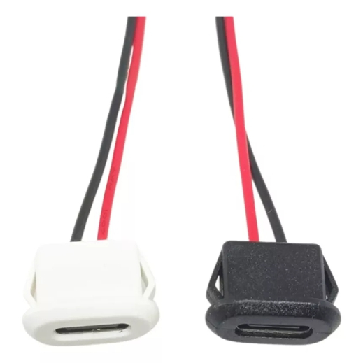 Conector Jack Usb Tipo C Fêmea Alimentação Rabicho 2 Fios Soldar
