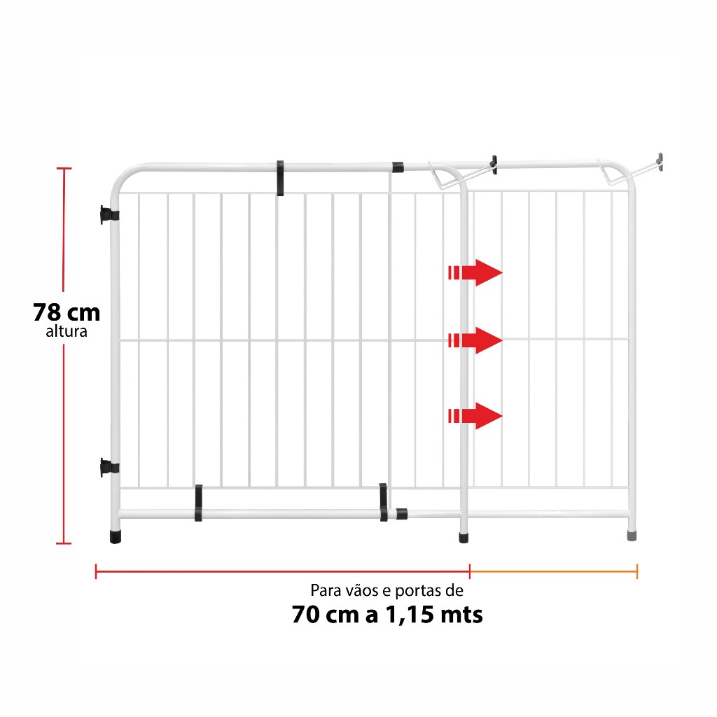 Portão Expansivo Proteção Criança/ Pet De 70 A 115 Cm Cor Branco