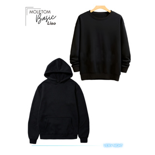 Moletom Sem Capuz Com Capuz Canguru Gola Redonda Unissex Blusa de Frio Casaco Liso Masculino Feminino Flanelado