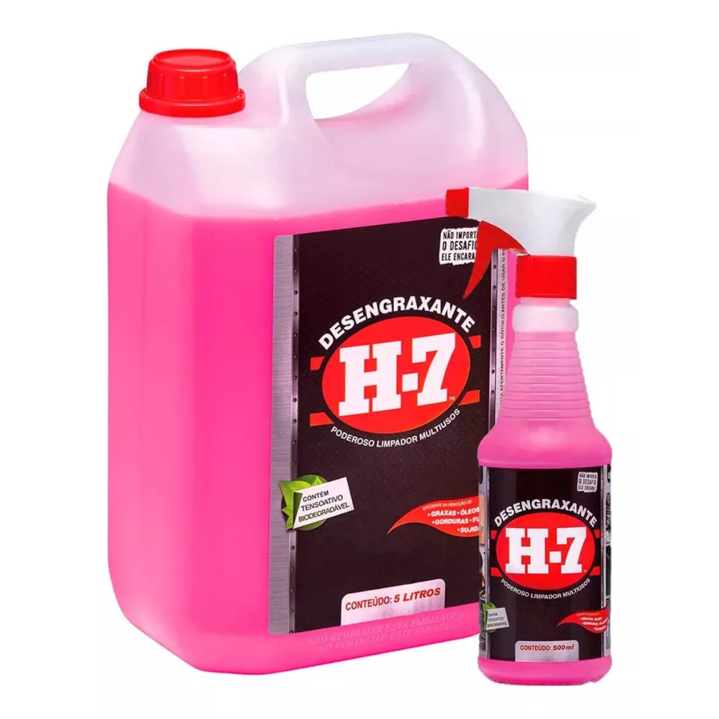 Desengraxante H-7 5 Litros + 500ml Gatilho Limpeza Pesada H7
