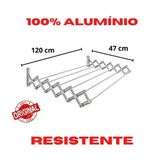 Varal Sanfonado De Parede Aluminio 120 CM