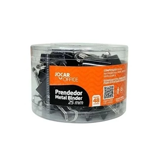Prendedor De Papel Binder Clip 25mm Cor Preto - Jocar Office (Várias Quantidades)