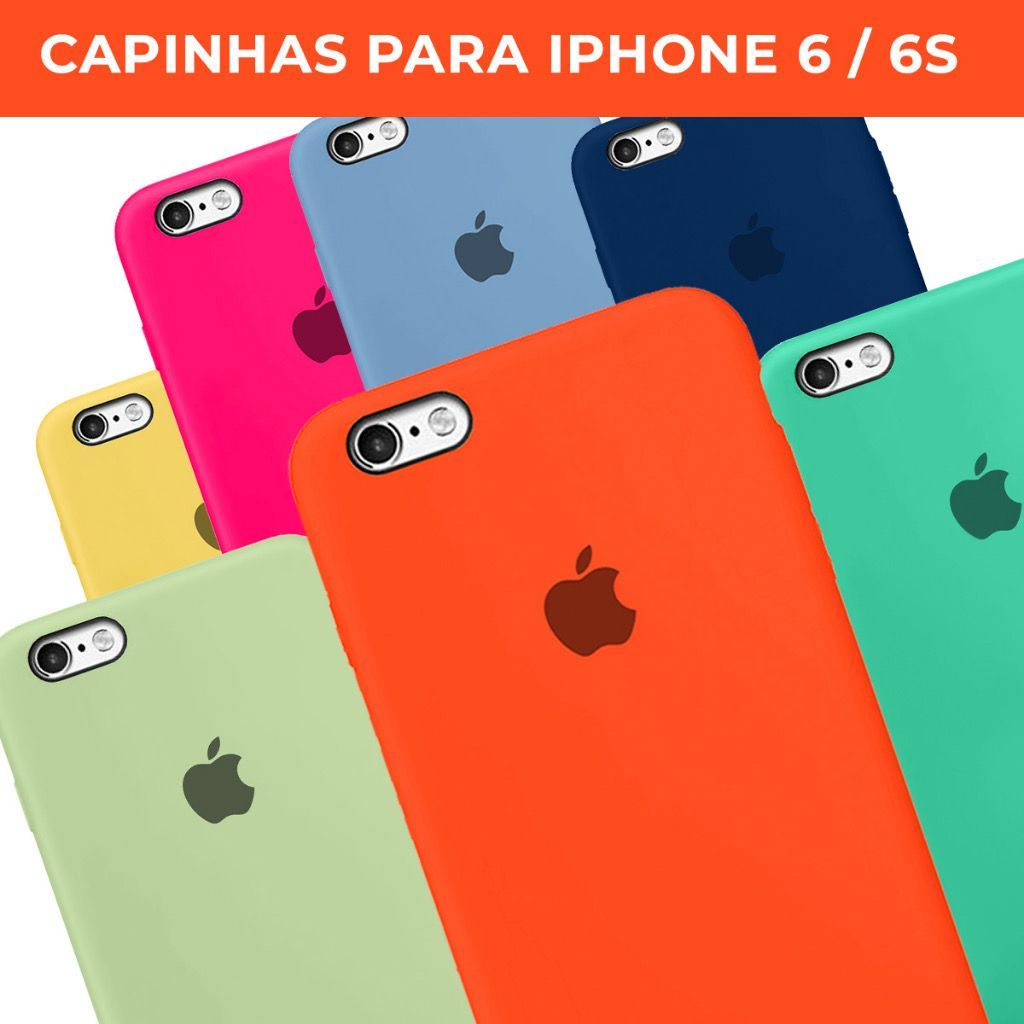 Capinha case iPhone 6/6s normal silicone aveludado (IPHONE COM LOGO ...
