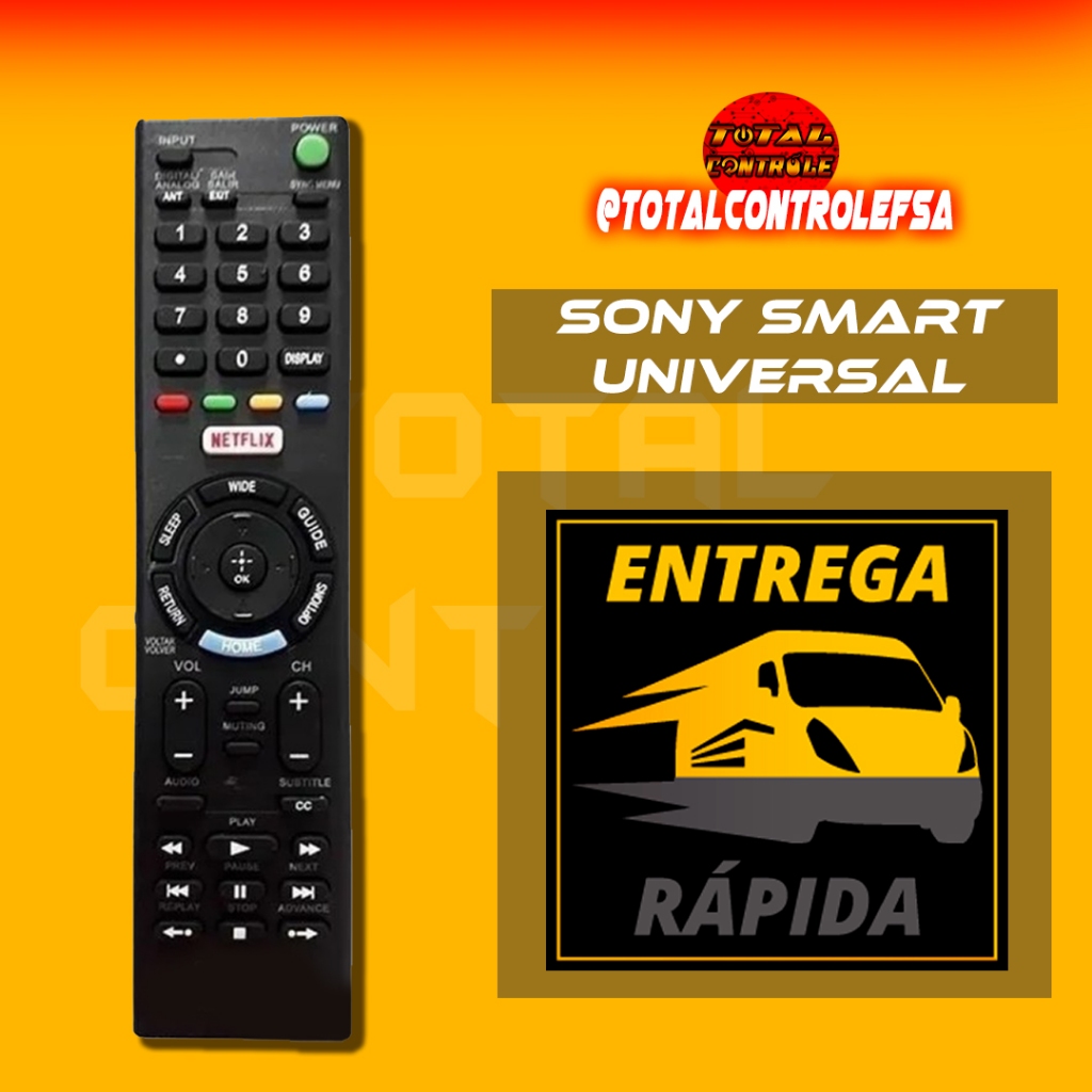 Controle Remoto Para Tv Sony Universal Rmt-tx100d = Rmt-tx100b Netflix ...