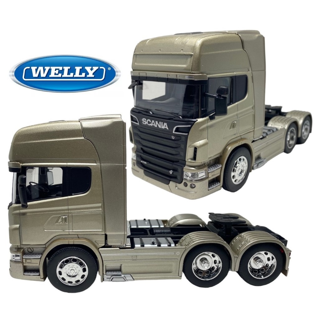 Miniatura Caminhão Scania Trucado R730 V8 Champagne Metal - Escala 1/32