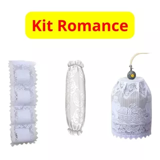 KIT Puxa Saco 43x48 Capa Para Botijão De Gás 47x1,12 E Suporte Para Papel Higienico De Renda 84x18 3 Iténs em Oferta na Shopee
