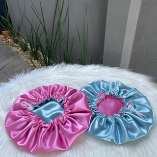 Kit 1/2  Touca de Cetim Dupla Face Ajustável Touca Anti- frizz Cetim Scrunchies em Oferta na Shopee