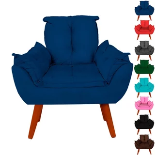 Poltrona Cadeira Decorativa Azul Marinho Pé Palito, Cadeira Luxo