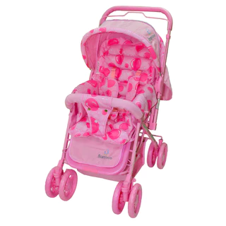 Carrinho Bebê Passeio Menina Menino Reclinável Berço Alça Reversível com Mosquiteiro Rosa+Bolsa