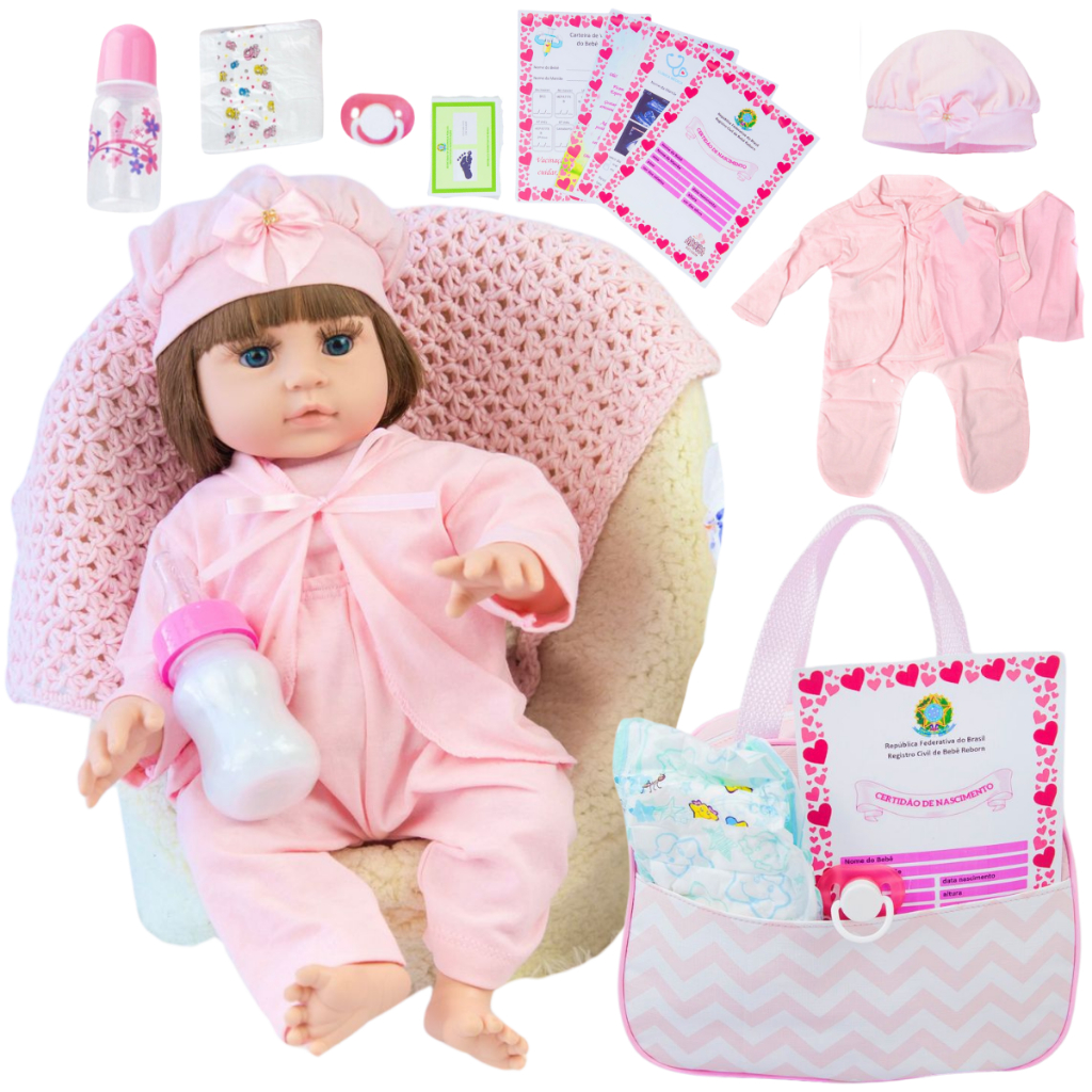 Boneca Bebê Reborn Realista Silicone Original Pode dar Banho + Bolsa de  Maternidade | Shopee Brasil