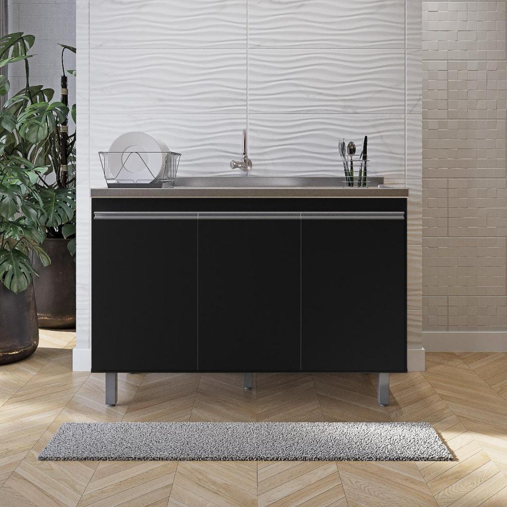 Balcão Gabinete de Pia sem Tampo 120cm 3 Portas Malu - Nathan Móveis