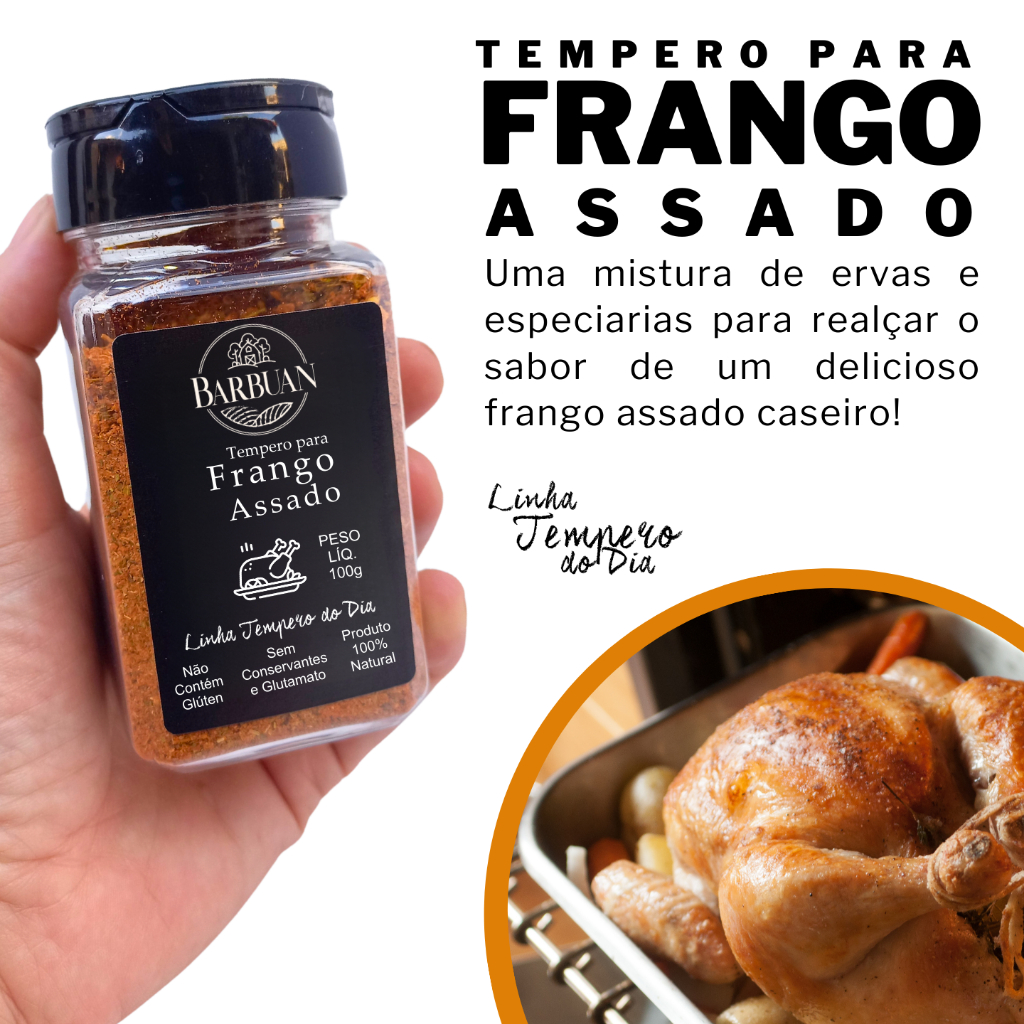 Tempero para Frango Assado 100% Natural Pote 100g - Barbuan Casa de ...