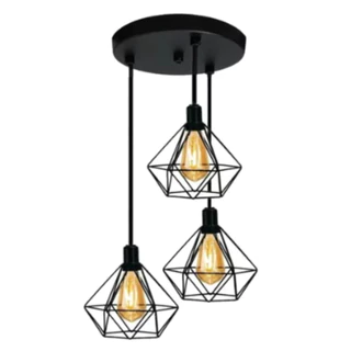 Pendente Triplo Diamante P/ Modernizar A Sua Sala De Jantar Cor Preto 110v/220v