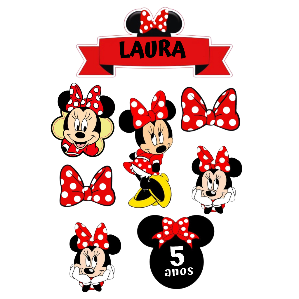 Topo de bolo Minnie Vermelha