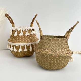 Cesta De Palha Decorativa Para Organização, Roupas Ou Planta decoração estilo boho chic