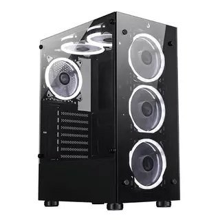 Gabinete Gamer Rise Mode Glass 06X, Mid Tower, Lateral em Vidro Fumê e Frontal em Vidro Temperado, Preto