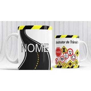 caneca porcelana 325ml instrutor de trânsito personalizado com nome
