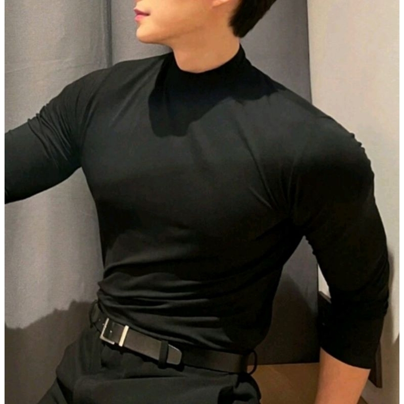 camisa manga longa gola alta