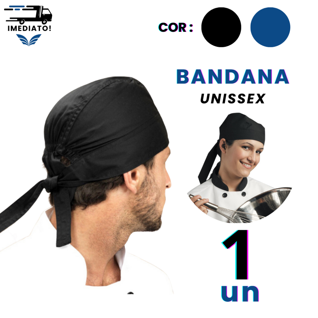 Bandana Cozinha Unissex - Touca Garçom Chef Barman