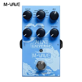 M-VAVE Mini Universe Pedal de efeito de reverberação para guitarra eléctrica Design True Bypass Caixa metálica 9 tons de reverberação Acessório para cordas
