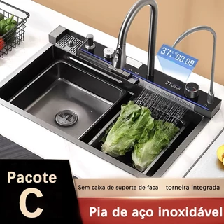 304 pia de cozinha de aço inoxidável combinada com Puxar a torneira75cm- envio imediato
