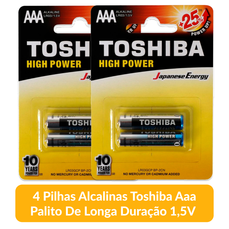 Pilhas AAA Palito Toshiba Alcalina Tipo modelo 3a Cilindrico Redonda ...