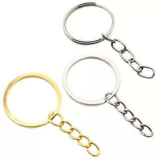 Kit 100 Argolas Para Chaveiro Com Corrente 3 Opções - Argola Normal ou Argola italiana