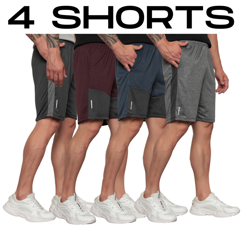 Kit 4 Shorts Dry Fit Masculino Academia Com Bolso Moda Fitness